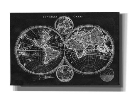 Charcoal World Map  by Studio W Canvas Wall Art For Cheap