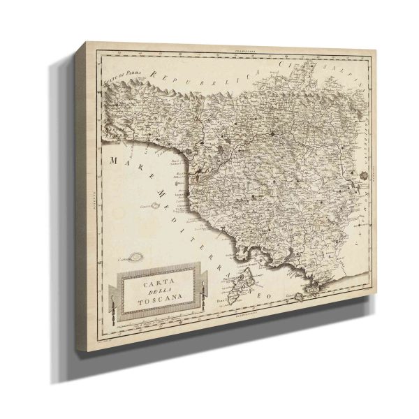 Antique Map of Tuscany  by Unknown Giclee Canvas Wall Art Online