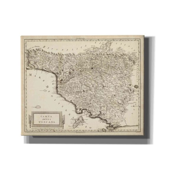 Antique Map of Tuscany  by Unknown Giclee Canvas Wall Art Online