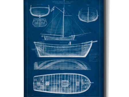 Antique Ship Blueprint II  by Vision Studio Canvas Wall Art Fashion