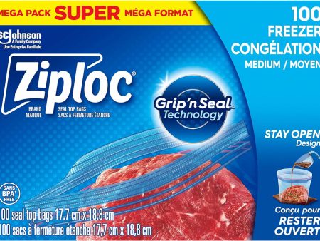 Ziploc Medium Food Storage Freezer Bags - 100 x 5 (500 Bags) - Grip  n Seal Technology for Easier Grip - Easy Open and Close Online now