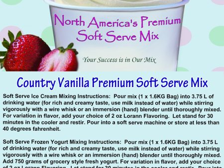 Country Vanilla Premium 3-in-1 Soft Serve Mix - 3.5 Lbs Bag - Case (12 x 3.5lb Bags) - Masterpiece Foods - Made in Canada For Discount