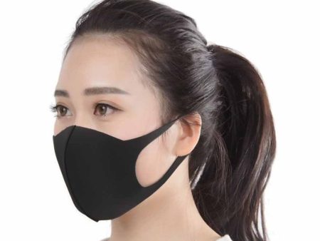 Adult Reusable Face Mask Black Polyester Spandex - Sold By The Case For Discount