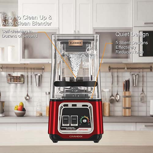 CRANDDI Quiet Blender K80, Removable Cover, Red Discount