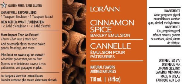 Cinnamon Spice Bakery Emulsion - 4 oz. - 16 oz., 1 Gallon, 5 Gallons - Bakery Emulsions Canada For Cheap