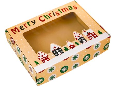 Merry Christmas Box with Window - 6.5  x 9.75  x 2.5  (12 x 16 x 4 cm) - Pack of 10 - Canadian Distribution Online Hot Sale