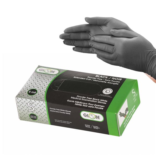 Black 5 Mil Nitrile Gloves Powder-Free - Sold By The Case For Sale