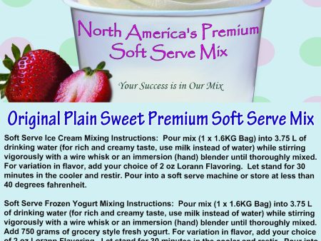 Original Plain Sweet Premium 3-in-1 Soft Serve Mix - 3.5 Lbs Bag - Case (12 x 3.5lb Bags) - Made in Canada Online now