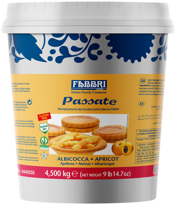 Fabbri APRICOT PUREE FOR TARTS AND CRÊPES - BAKE PROOF JAMS FOR PASTRY - 3 x 4.5KG Tin - Fabbri Canada Online now