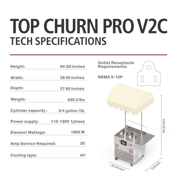 Top Churn V2 - Custom Gelato Cart - Heat & Freeze Machines for Gelato, Ice Cream, & Sorbets For Sale