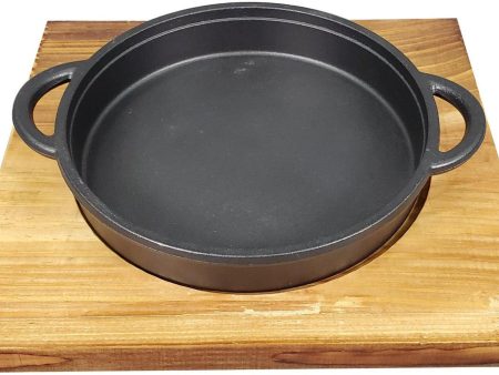 XC - 1894 Cast Iron W Wood - 24cm Dia x 5cm H Cheap