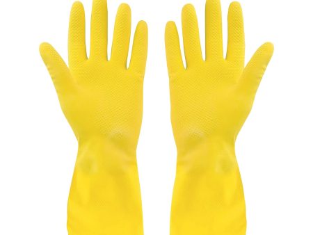 Yellow Flocklined Rubber Gloves - Sold By The Case Supply