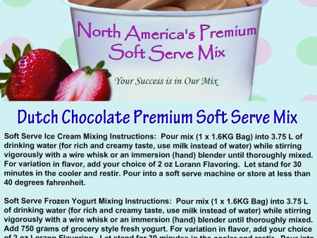 Dutch Chocolate Premium 3-in-1 Soft Serve Mix - 3.5 Lbs Bag - Case (12 x 3.5lb Bags) - Made in Canada Cheap