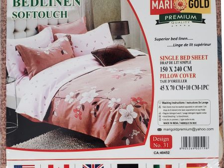 CLR - Mari-Gold Single Bed Sheet w  Pillow Cover Fashion