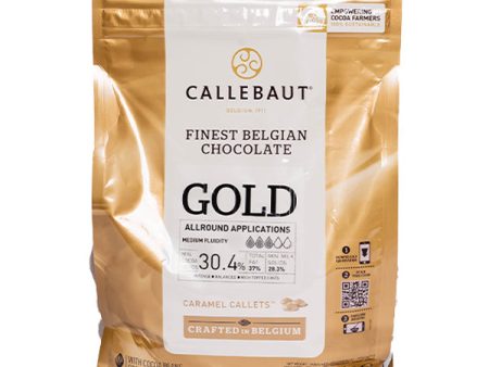 CALLEBAUT - GOLD WHITE CHOCOLATE CALLETS CARAMEL TASTE 4x2.5 KG - Barry Callebaut Canadian Distribution Online Sale