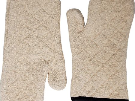 Oven Mitt - Cotton - Beige (1 pair) - QF014 Hot on Sale