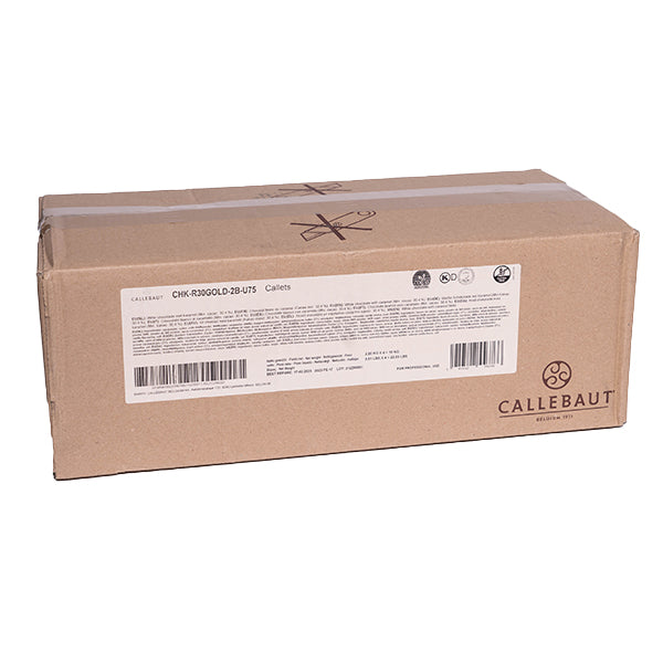 CALLEBAUT - GOLD WHITE CHOCOLATE CALLETS CARAMEL TASTE 4x2.5 KG - Barry Callebaut Canadian Distribution Online Sale