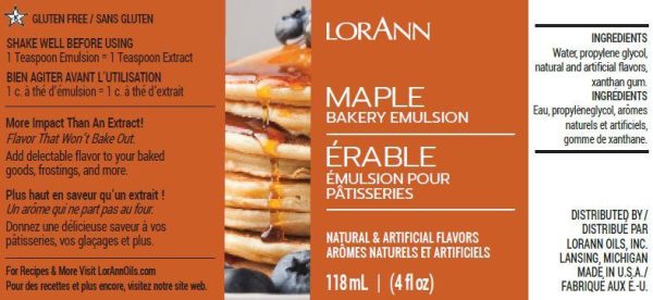 Maple Bakery Emulsion - 4 oz. - 16 oz. - 1 Gallon - 5 Gallons - Bakery Emulsions Canada Supply