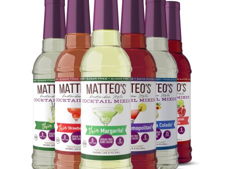 Sugar Free Cocktail Syrup, Variety Pack, (6 Flavors) | 6 x 750ml Bottles Sale