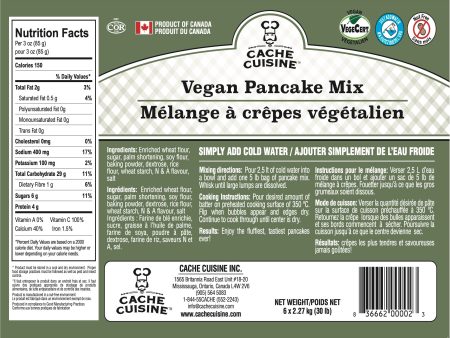 Vegan Pancake Mix - Case of 6 x 5 Lb. - Simply Add Water - Product of Canada Sale