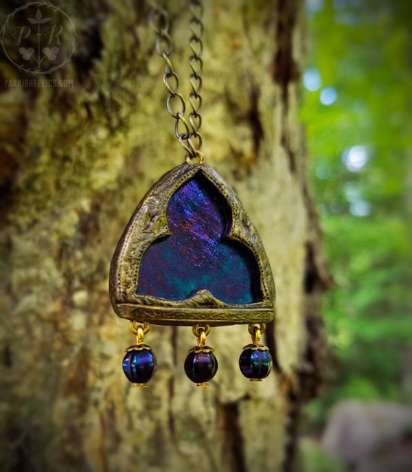 Nyx Trefoil ~ Iridescent Stained Glass Amulet Hot on Sale