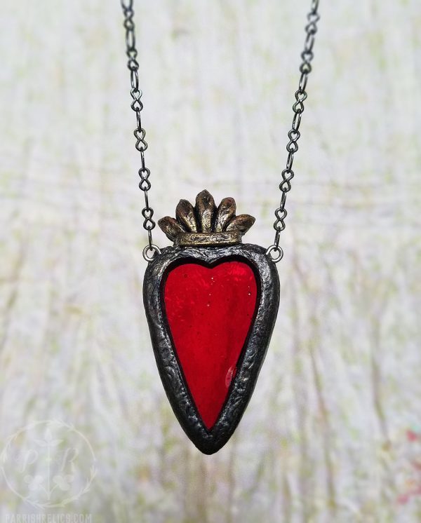 Sacred Heart of Heloïse ~ Stained Glass Amulet Discount