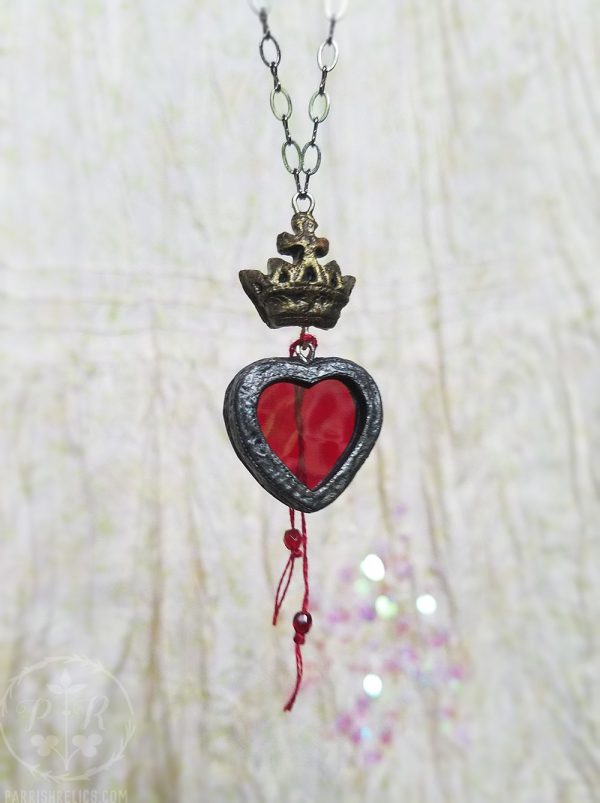 The Heart s Purpose ~ Crowned Stained Glass Amulet Hot on Sale