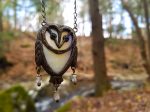 tyto alba ~ Opalescent Stained Glass Barn Owl Amulet Sale