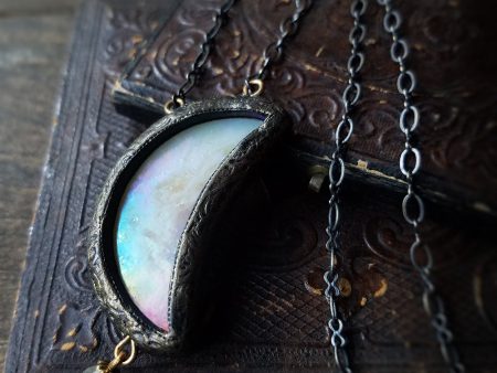 Goddess Iris Moon ~ Iridescent Rainbow Stained Glass Amulet Online