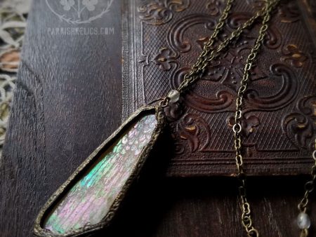 Etched Wing ~ Iridescent Stained Glass Amulet Cheap